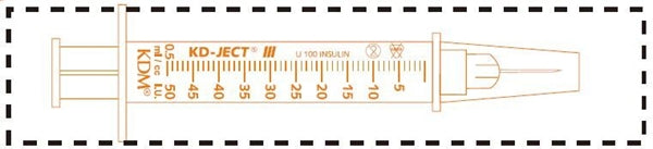 Insulinspruta kanyl KD-Ject – 0,5 ml 30G (0,30)x8mm – 100 st